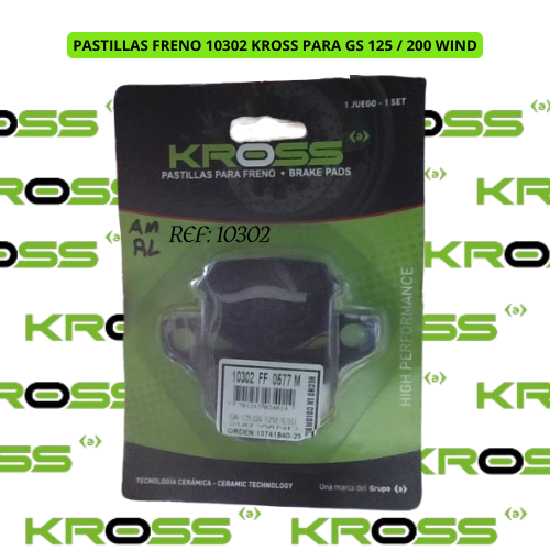 PASTILLAS FRENO 10302 KROSS PARA GS 125 / 200 WIND