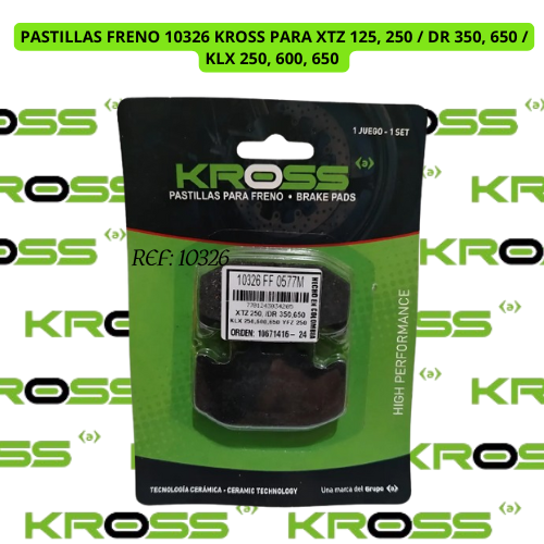PASTILLAS FRENO 10326 KROSS PARA XTZ 125, 250 / DR 350, 650 / KLX 250, 600, 650